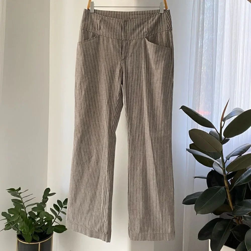 Sundance Women’s Cotton Linen Wide Lag Flare Striped pants, Size 6